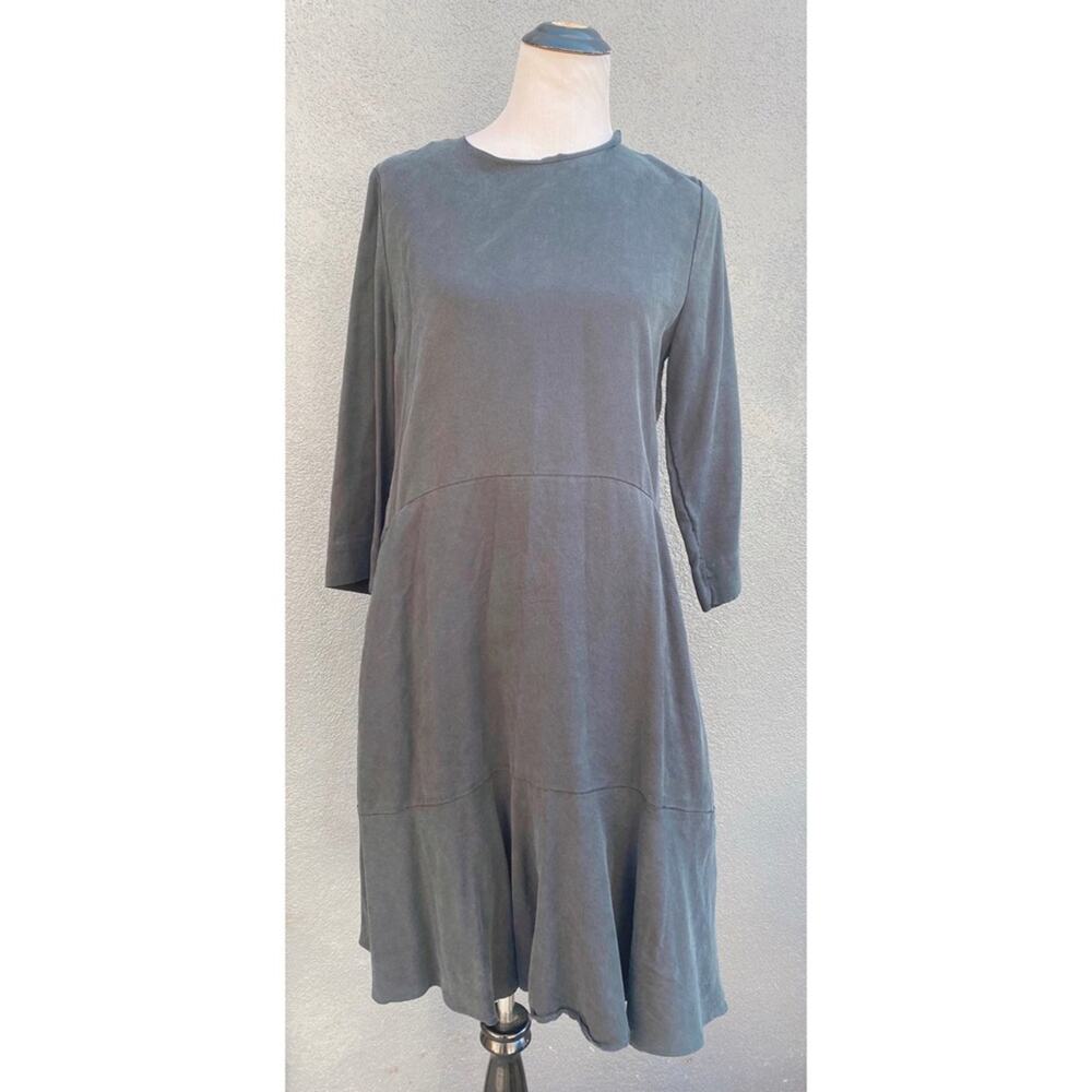 COS faded black 3/4 sleeve a-line scoop neck dress